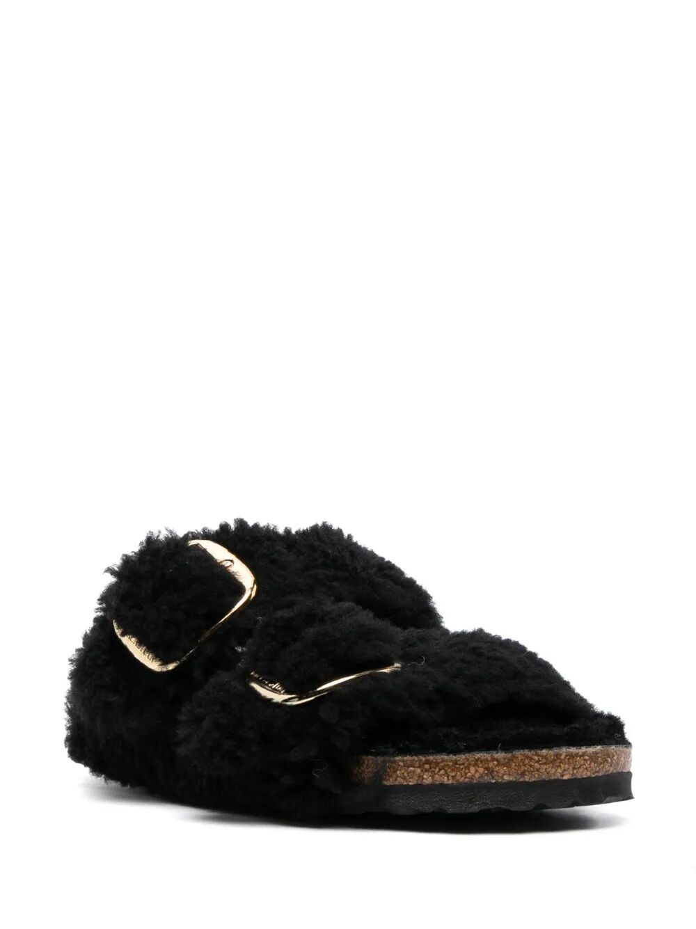 BIRKENSTOCK Shearling Slide Sandals with Large Buckle