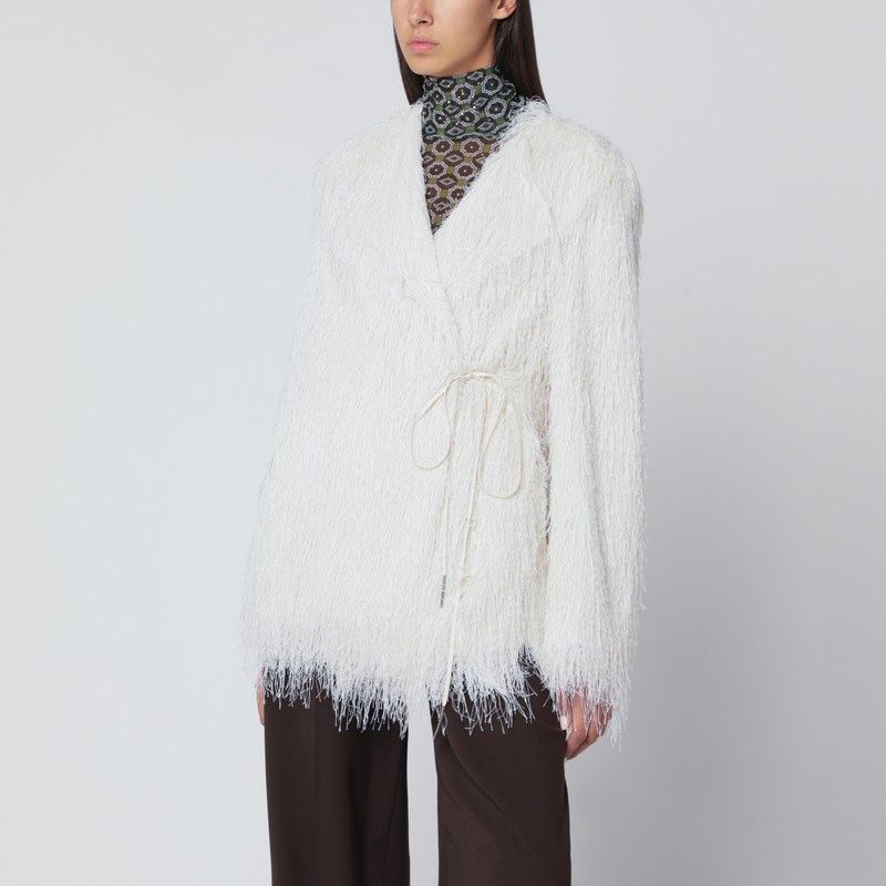 DRIES VAN NOTEN Fringed Jacket with Tie Closure for Women
