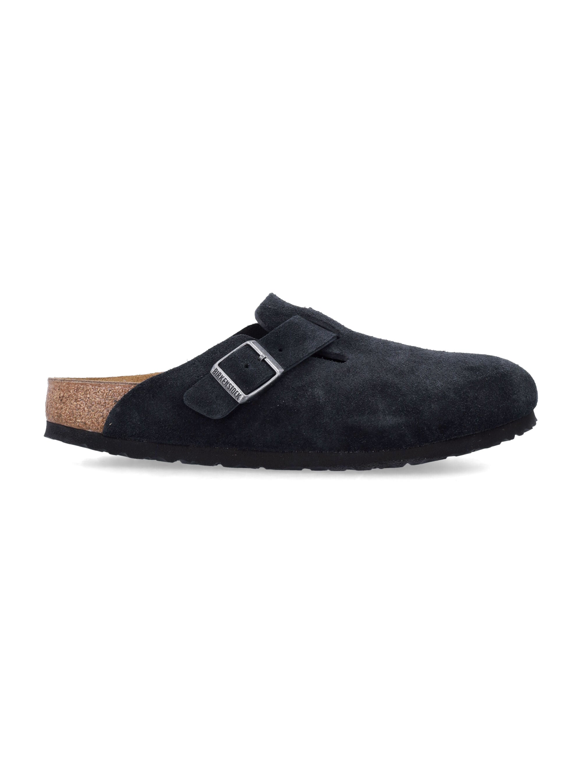 BIRKENSTOCK Suede Leather Slip-On Slippers with Buckle Detail