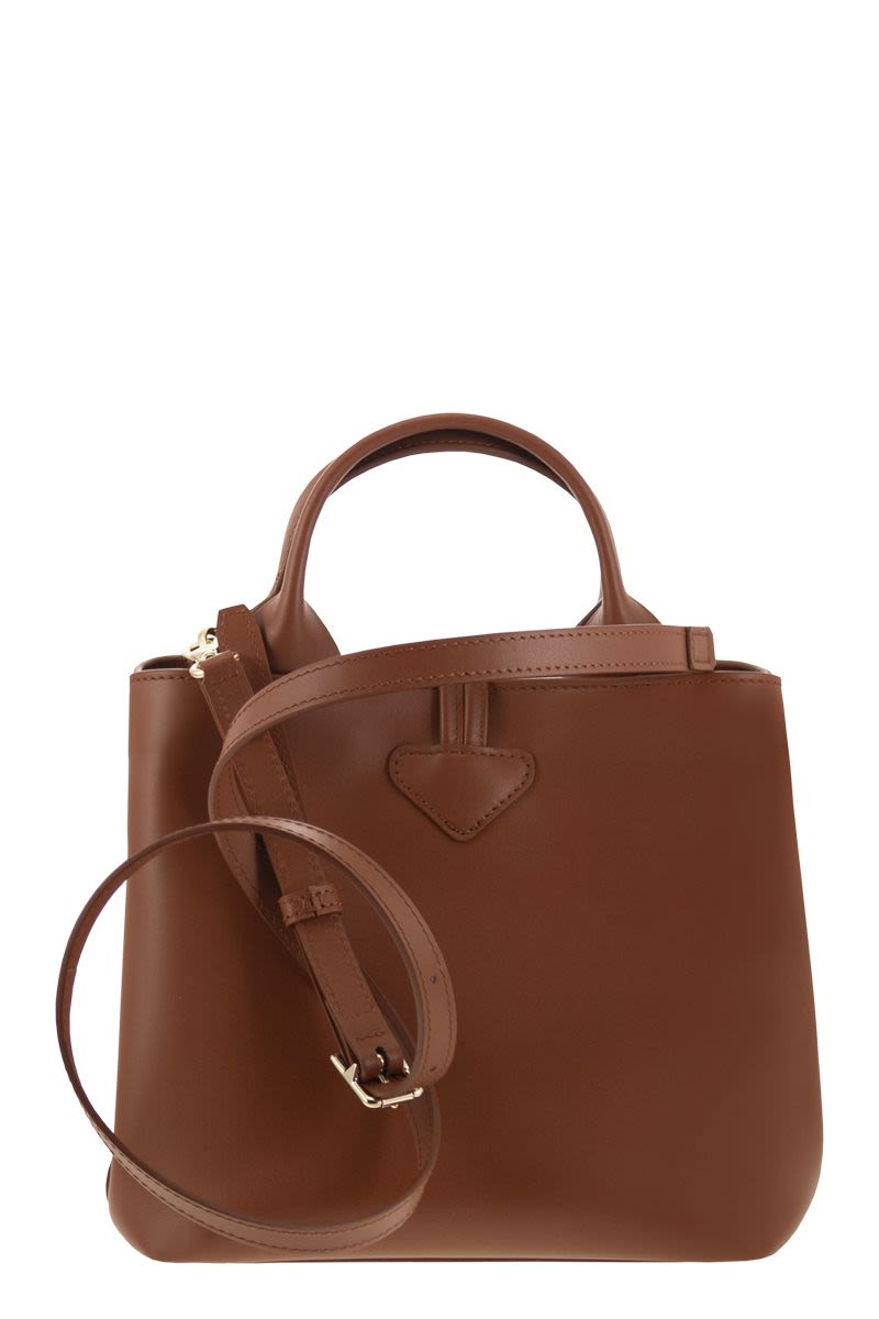 LONGCHAMP Mini Leather Handbag with Bamboo Clasp