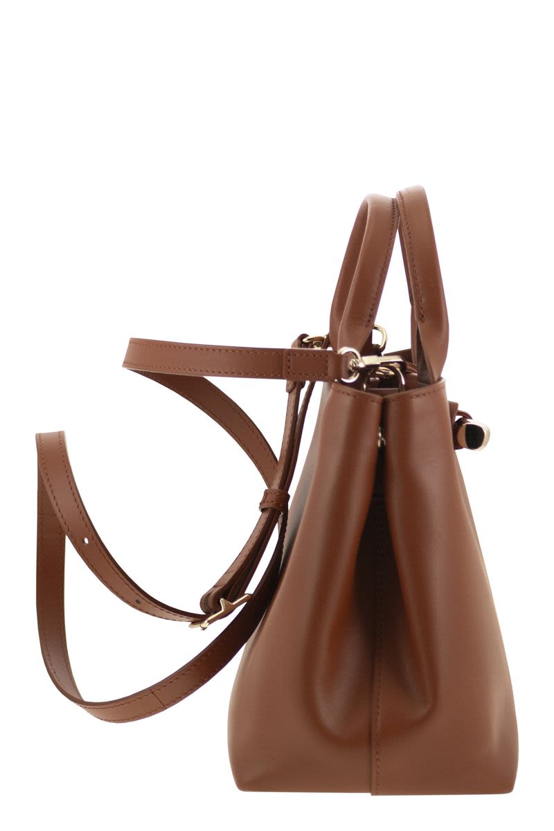 LONGCHAMP Mini Leather Handbag with Bamboo Clasp