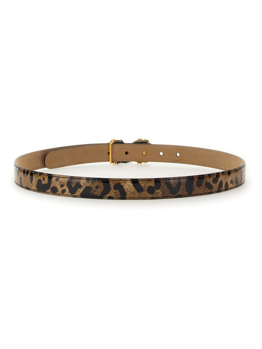 DOLCE & GABBANA Leopard Print Leather Belt