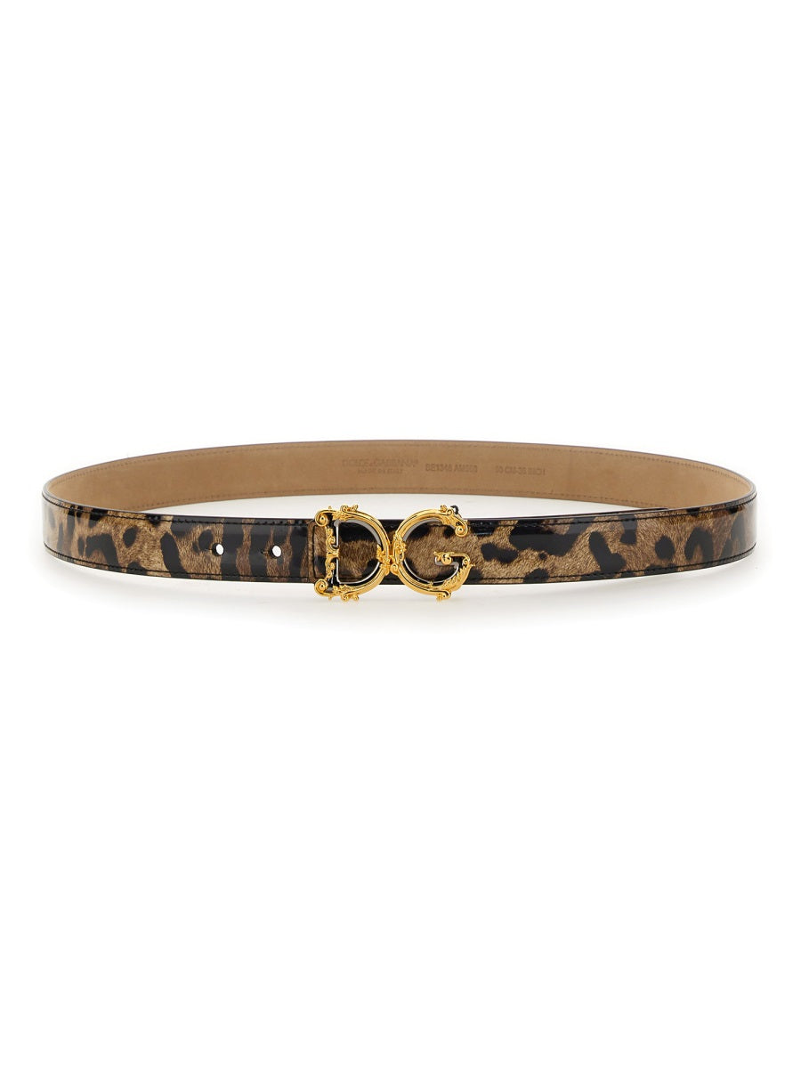 DOLCE & GABBANA Leopard Print Leather Belt
