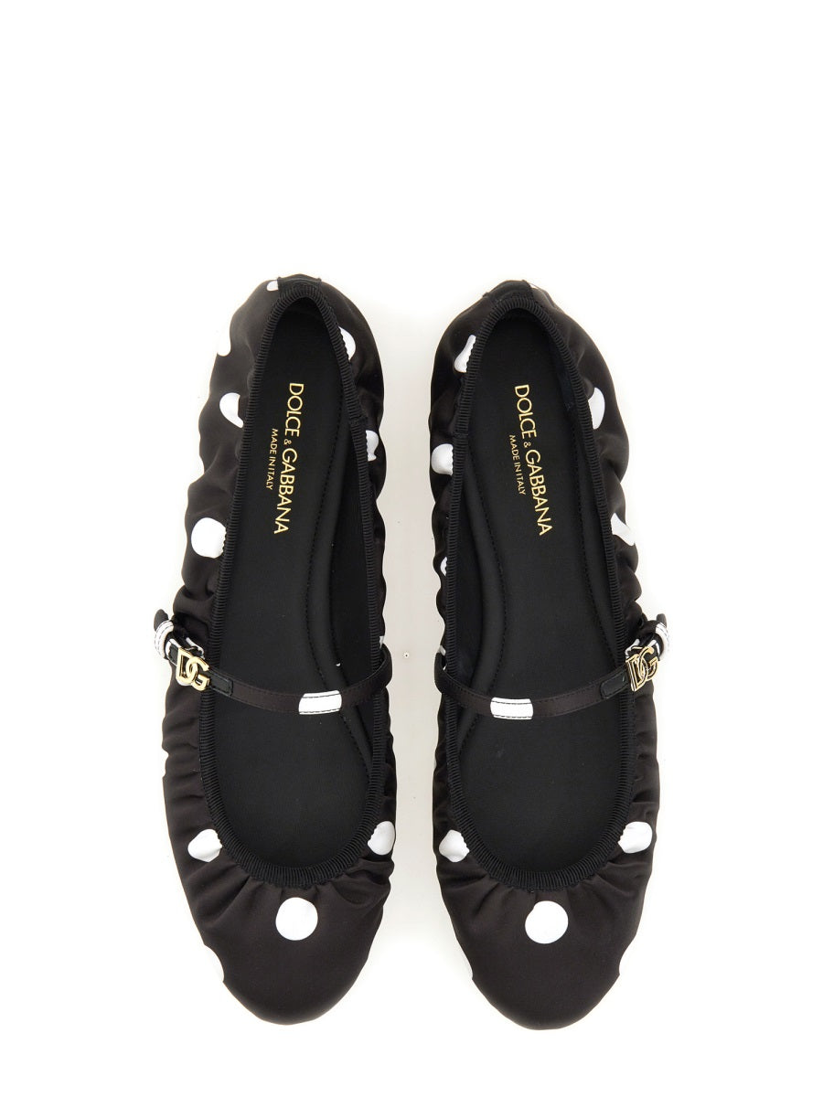 DOLCE & GABBANA Printed Satin Ballerina Flats