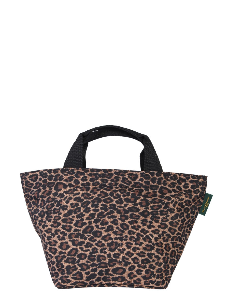 HERVÉ CHAPELIER Medium Animal Print Canvas Shopping Tote Handbag