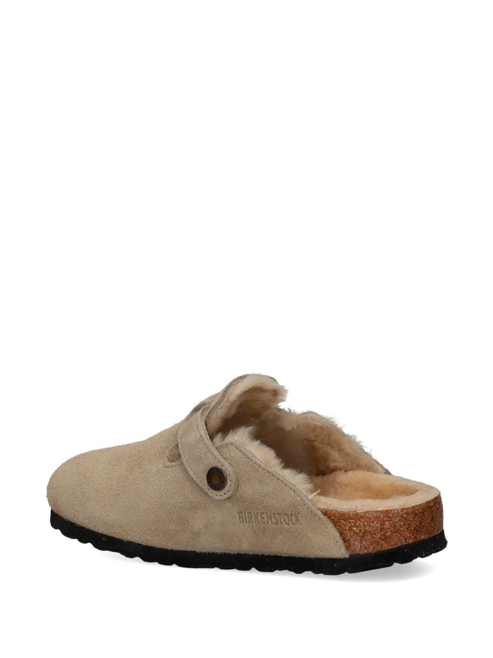 BIRKENSTOCK Shearling Suede Slippers with Adjustable Strap