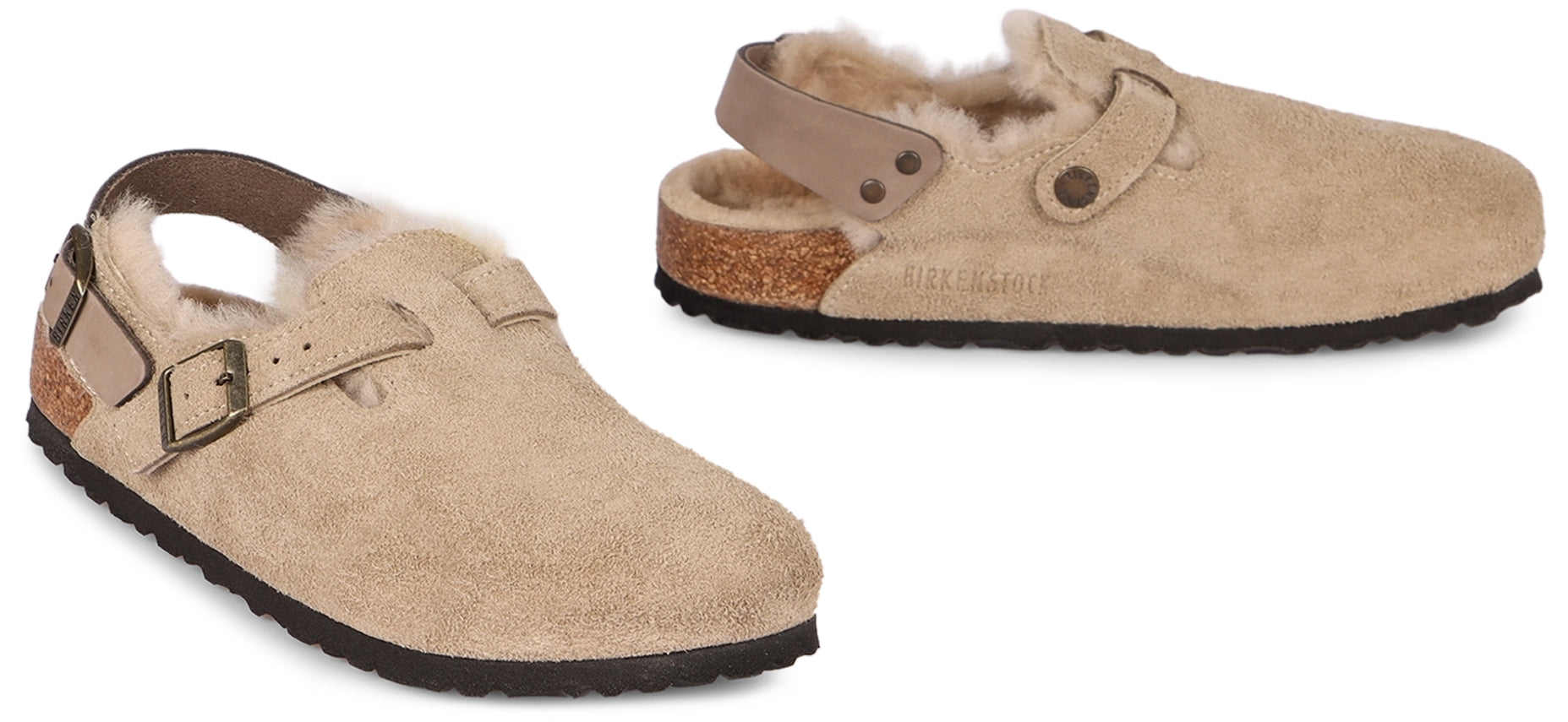 BIRKENSTOCK Tokyo Shearling Suede and Lambskin Slippers - Narrow Fit