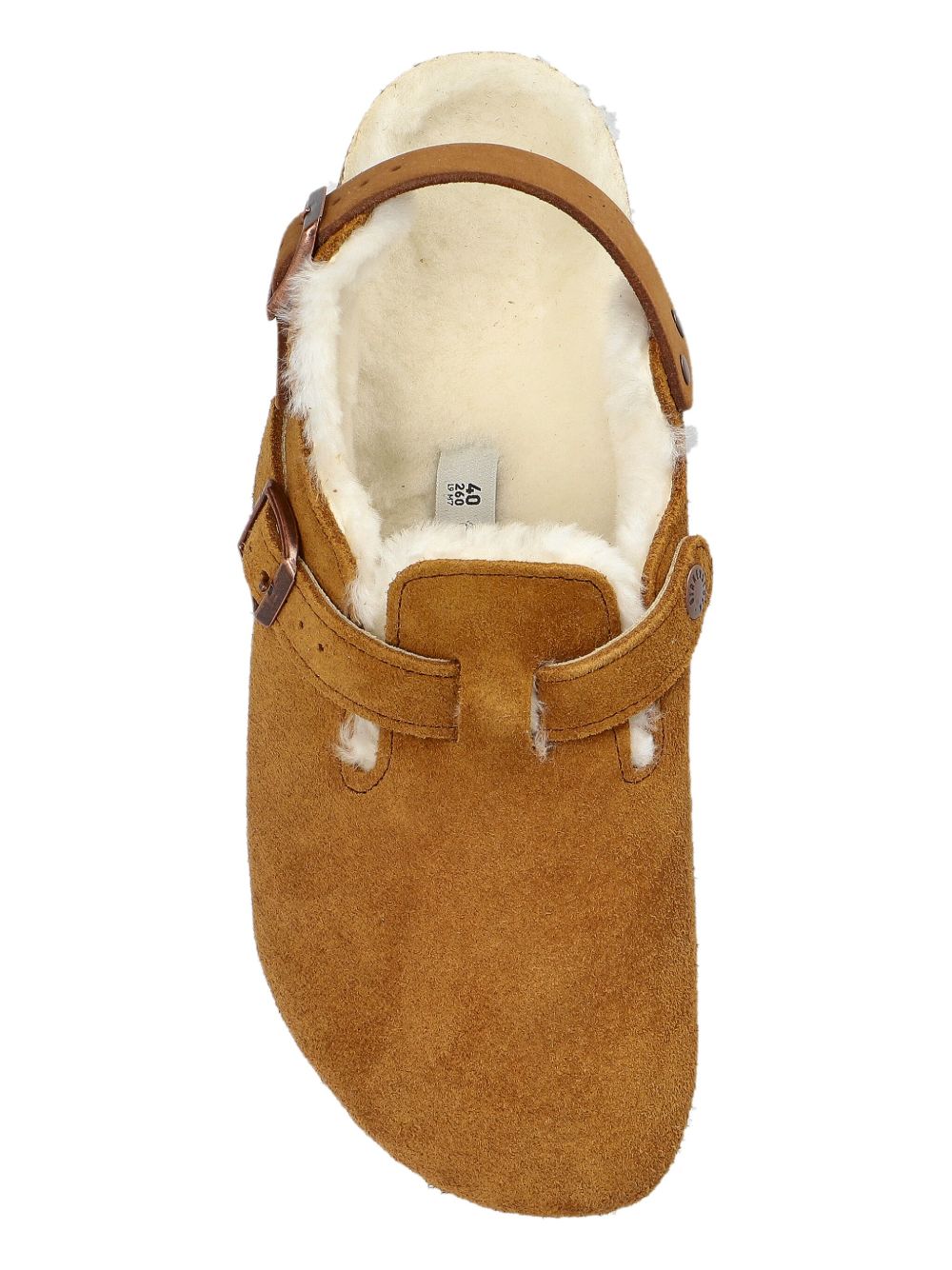 BIRKENSTOCK Shearling Suede Slippers with Buckle Fastening