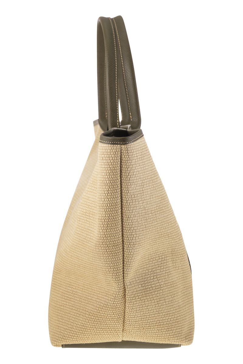 LONGCHAMP Large Straw-Effect Canvas Basket Handbag