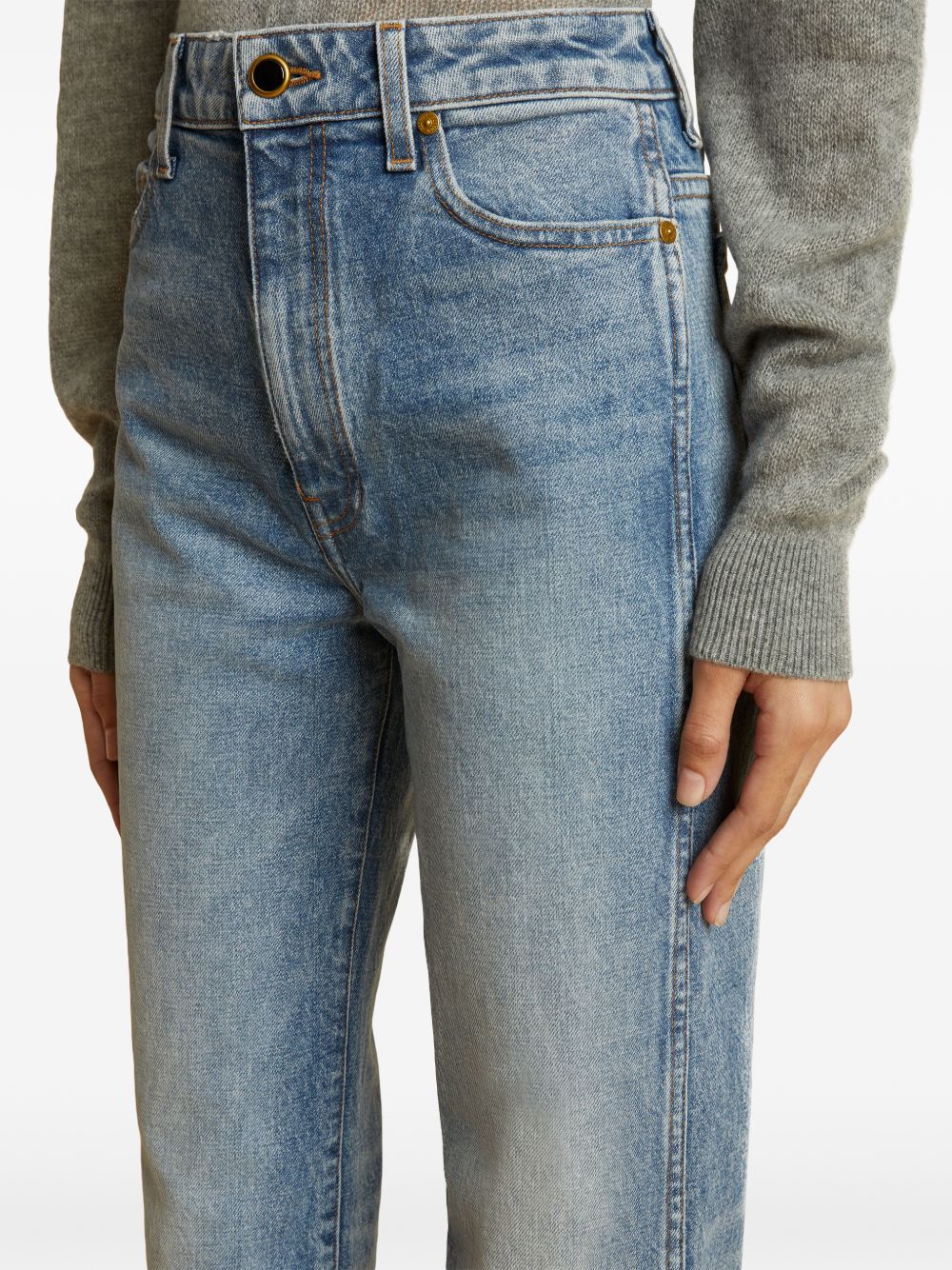 KHAITE High Waist Straight Leg Denim Jeans