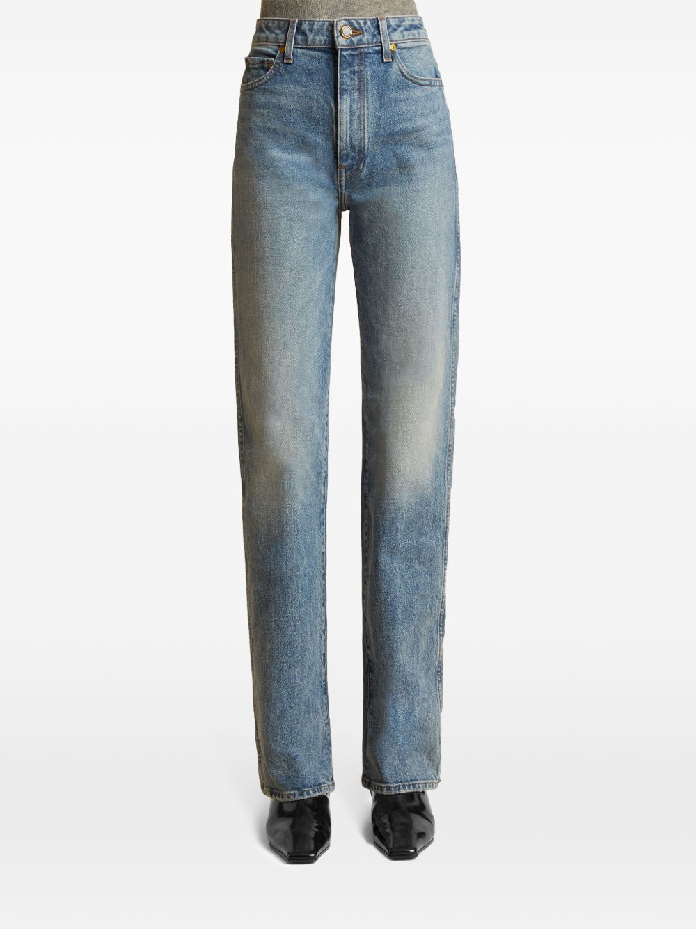 KHAITE High-Rise Straight Leg Jeans - Size 27