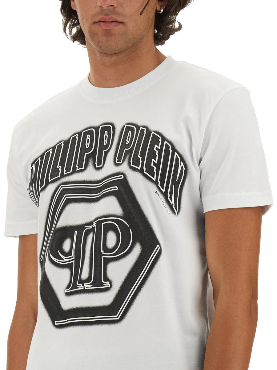 PHILIPP PLEIN Logo Print T-Shirt - Regular Fit - Size L