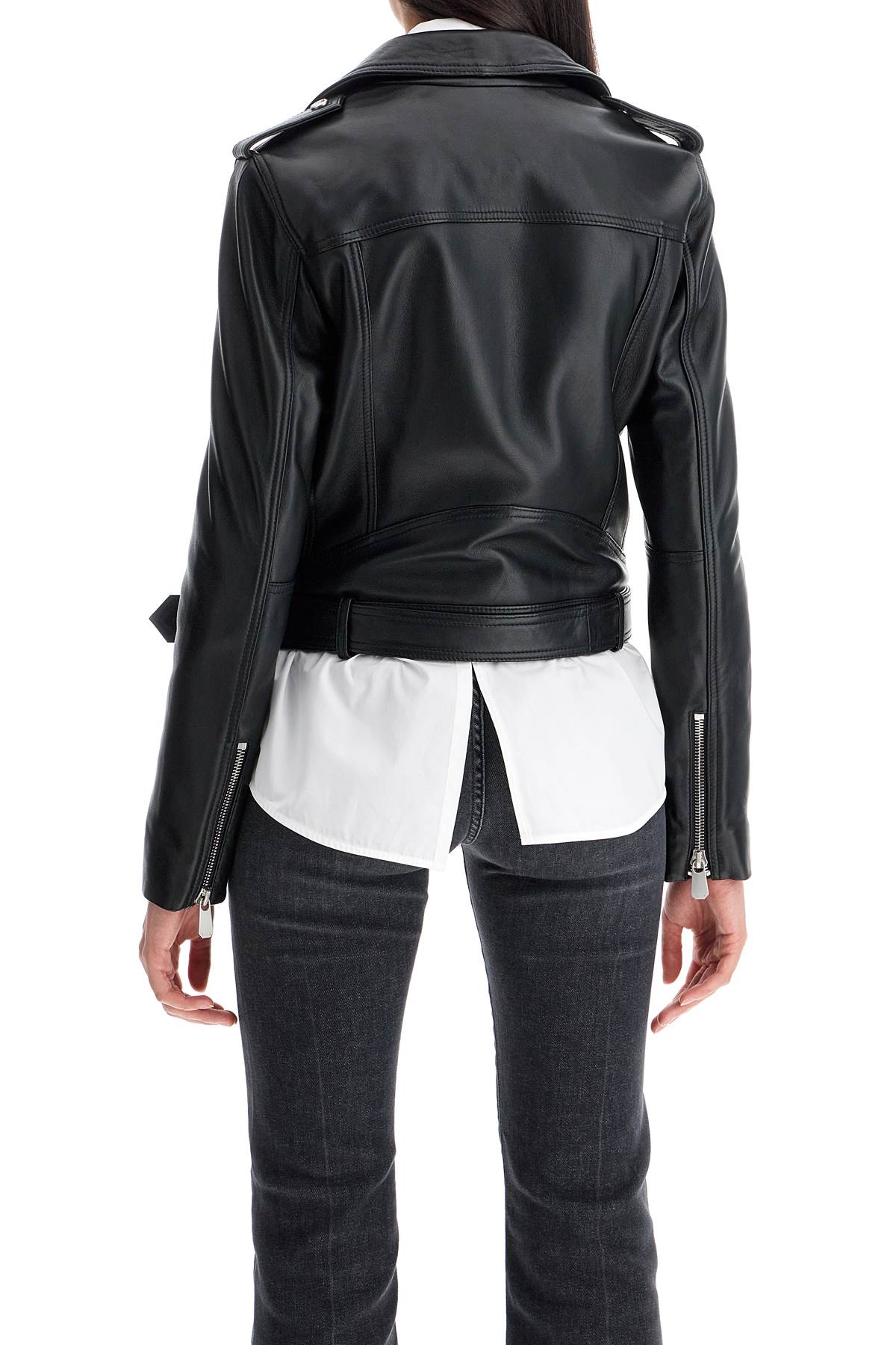 PINKO Women's Biker Style Leather Jacket