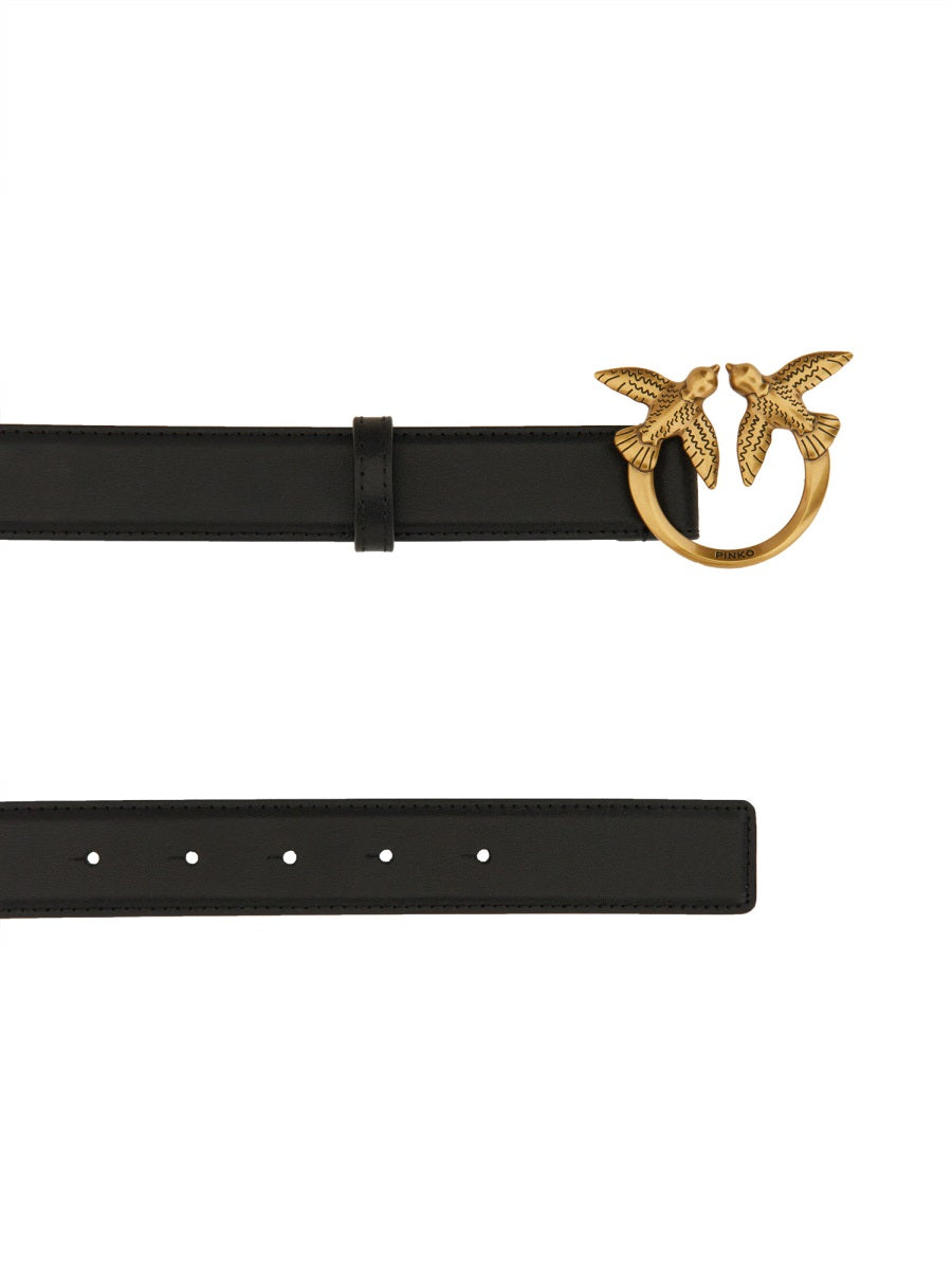 PINKO Mini Love Berry Leather Belt - 3 CM