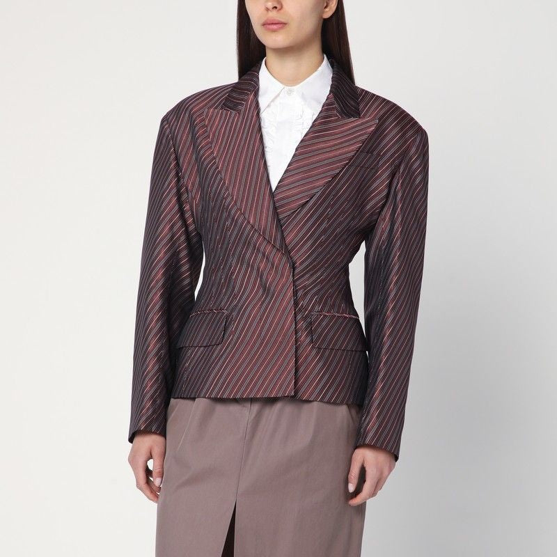 DRIES VAN NOTEN Striped Jacket with Padded Shoulders