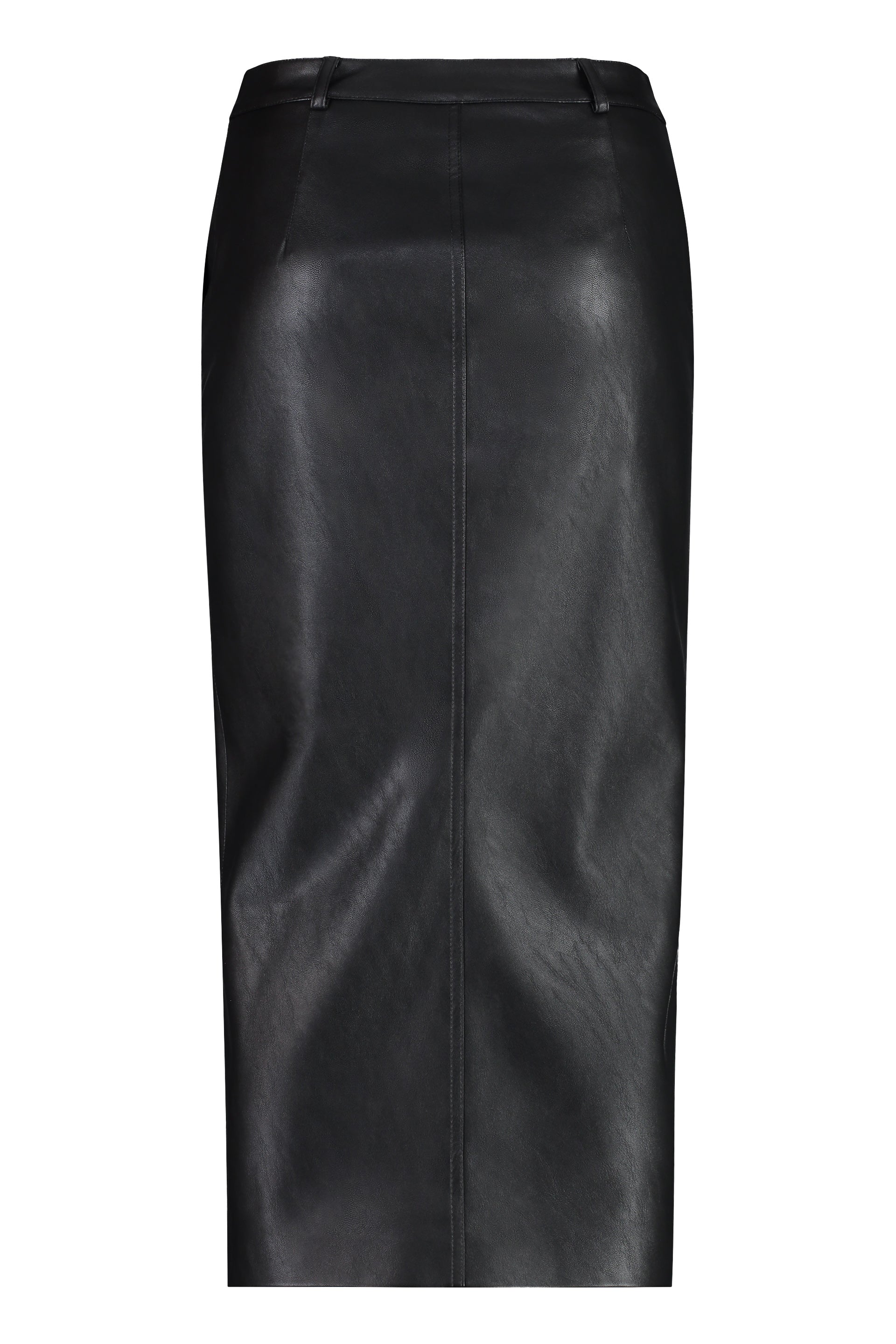 PINKO Vegan Leather Mini Skirt with Front Slit