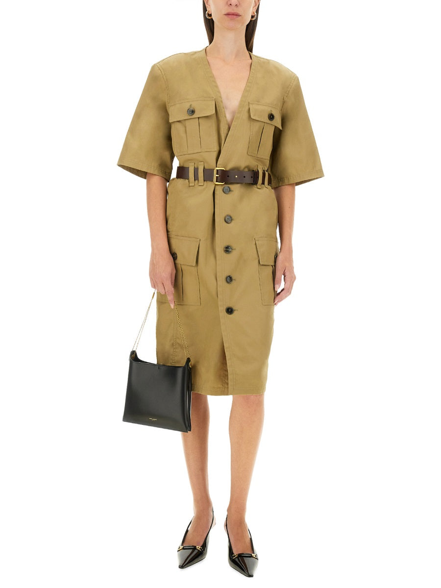 SAINT LAURENT Saharienne Mini Dress - Size 40