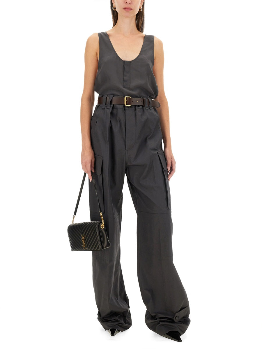 SAINT LAURENT Silk Henley Tank Top Size 40