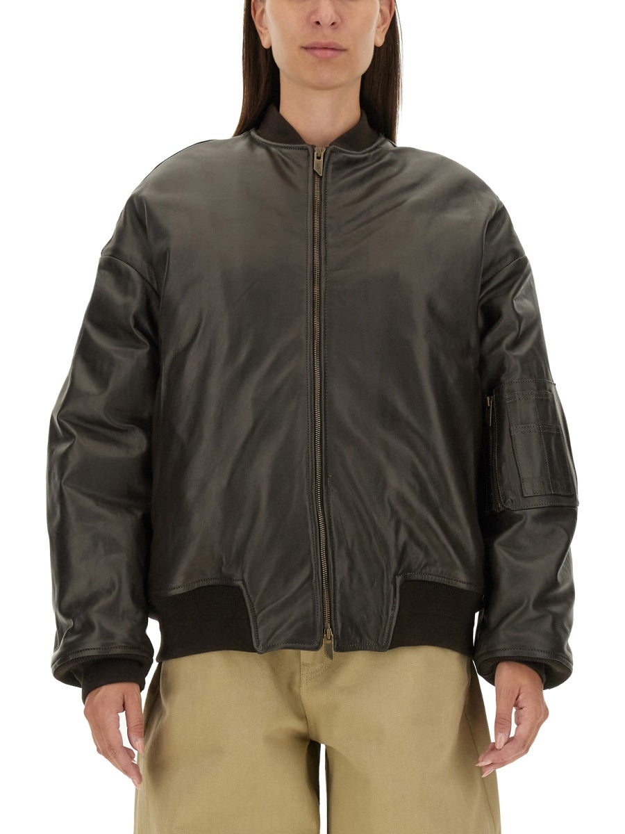 SALVATORE SANTORO Women's Leather Bomber Jacket - Size 40 IT