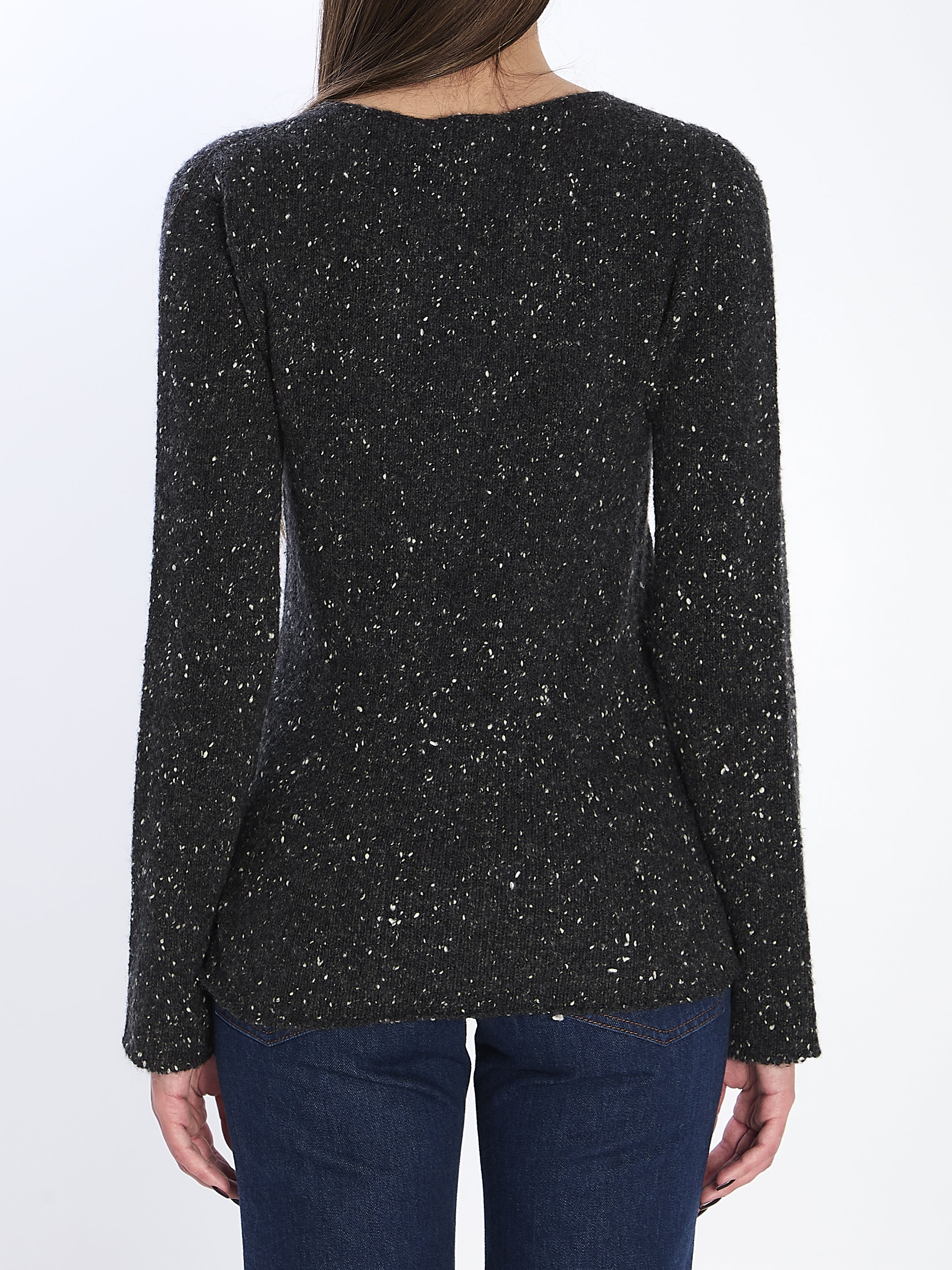 THE ROW Fitted Cashmere Sweater with Wide Crew Neck - Size S