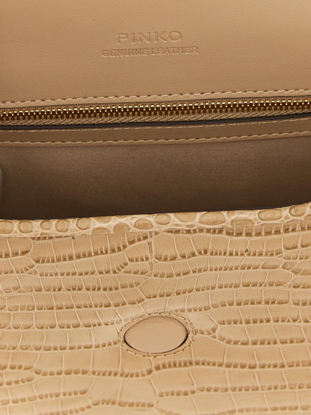 PINKO Crocodile Print Leather Handbag with Magnetic Closure and Adjustable Strap