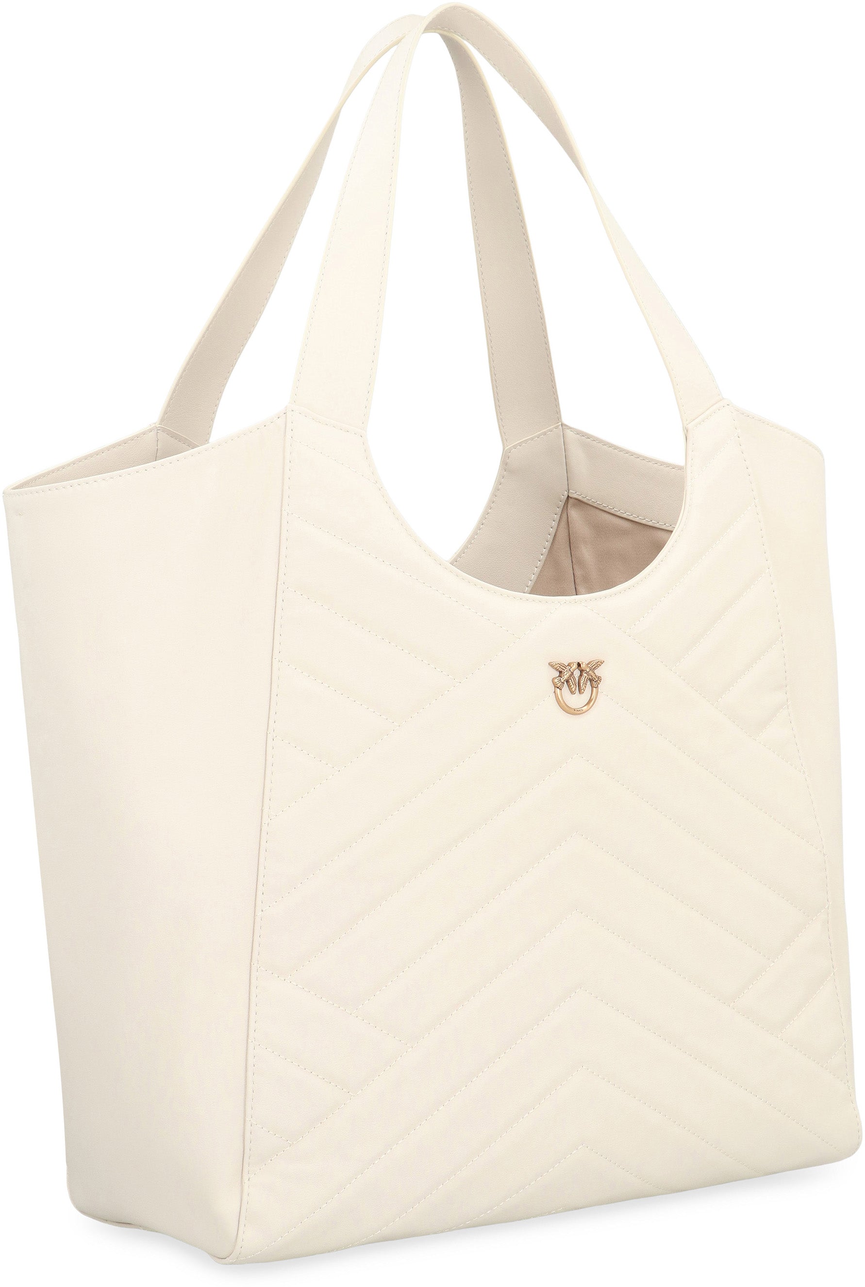 PINKO Quilted Leather Tote Handbag - 34.5 cm Width