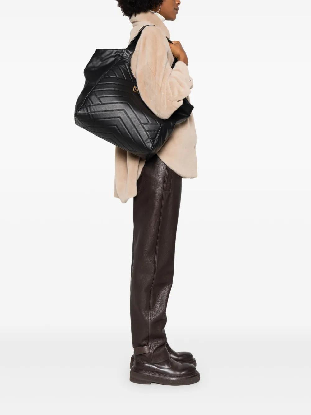 PINKO Quilted Leather Mini Shoulder Handbag