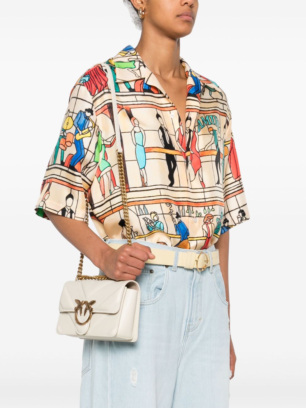 PINKO Stylish and Versatile Handbag with Foldover Top