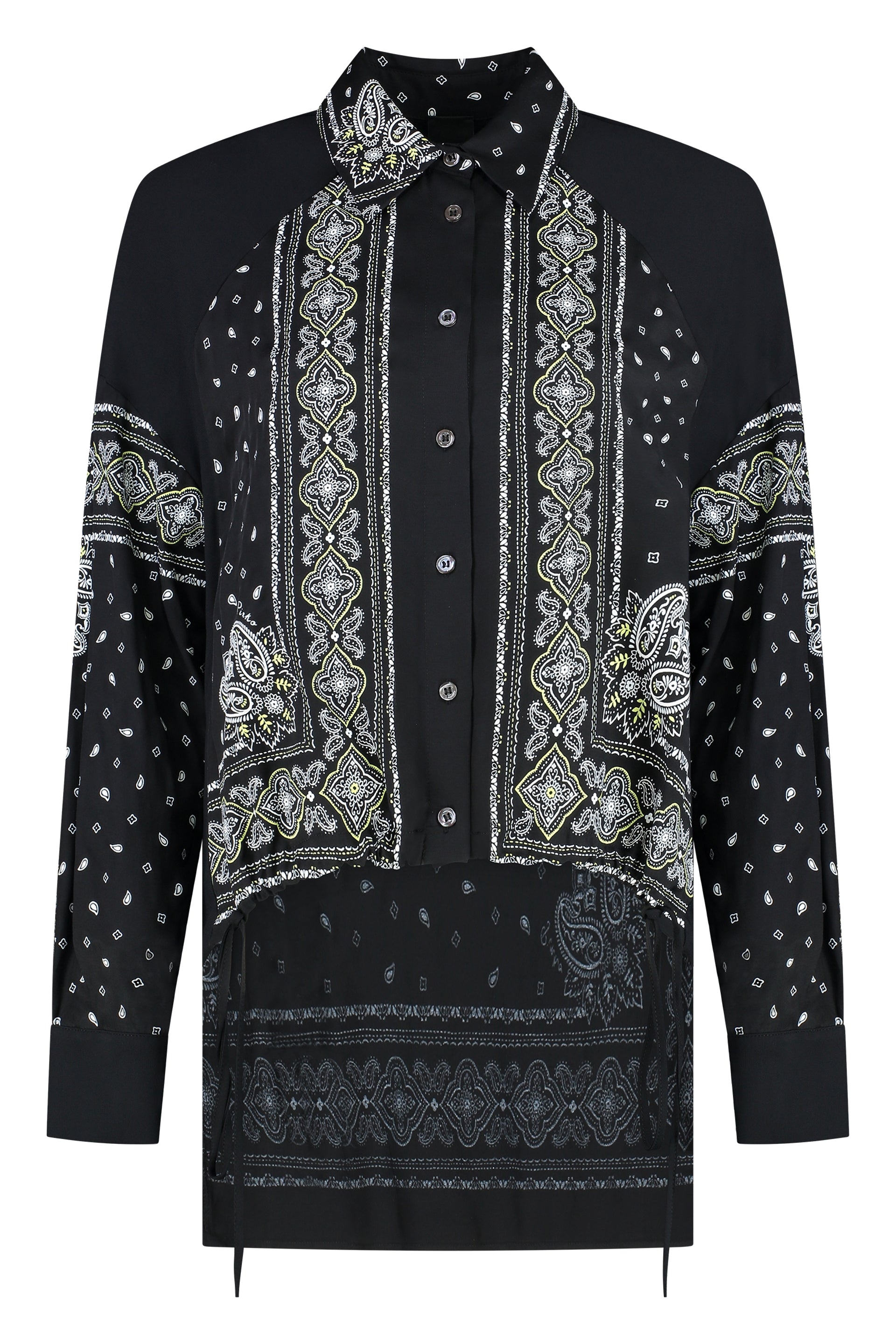 PINKO Printed Viscose Shirt with Adjustable Drawstring Hem