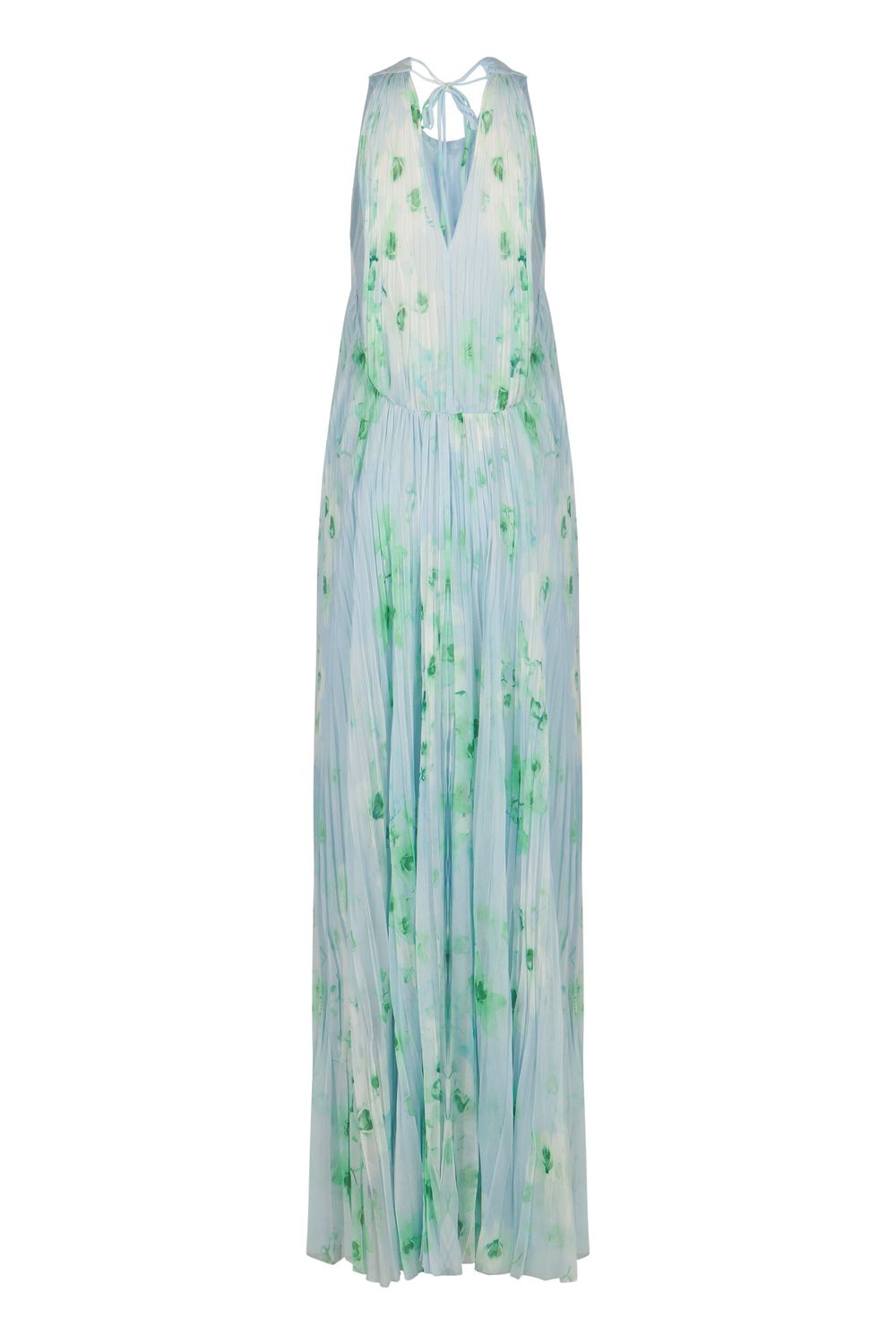 PINKO Pleated Floral Mini Dress with Bow Back Closure