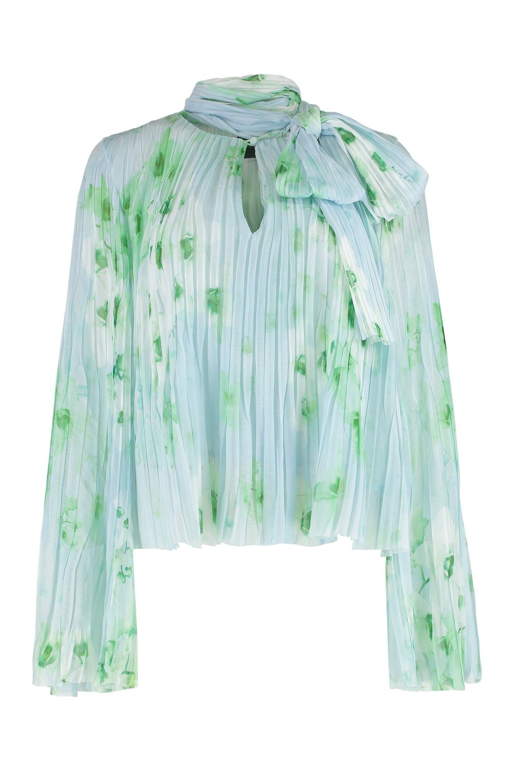 PINKO Crepe Pleated Blouse with Tie Neck