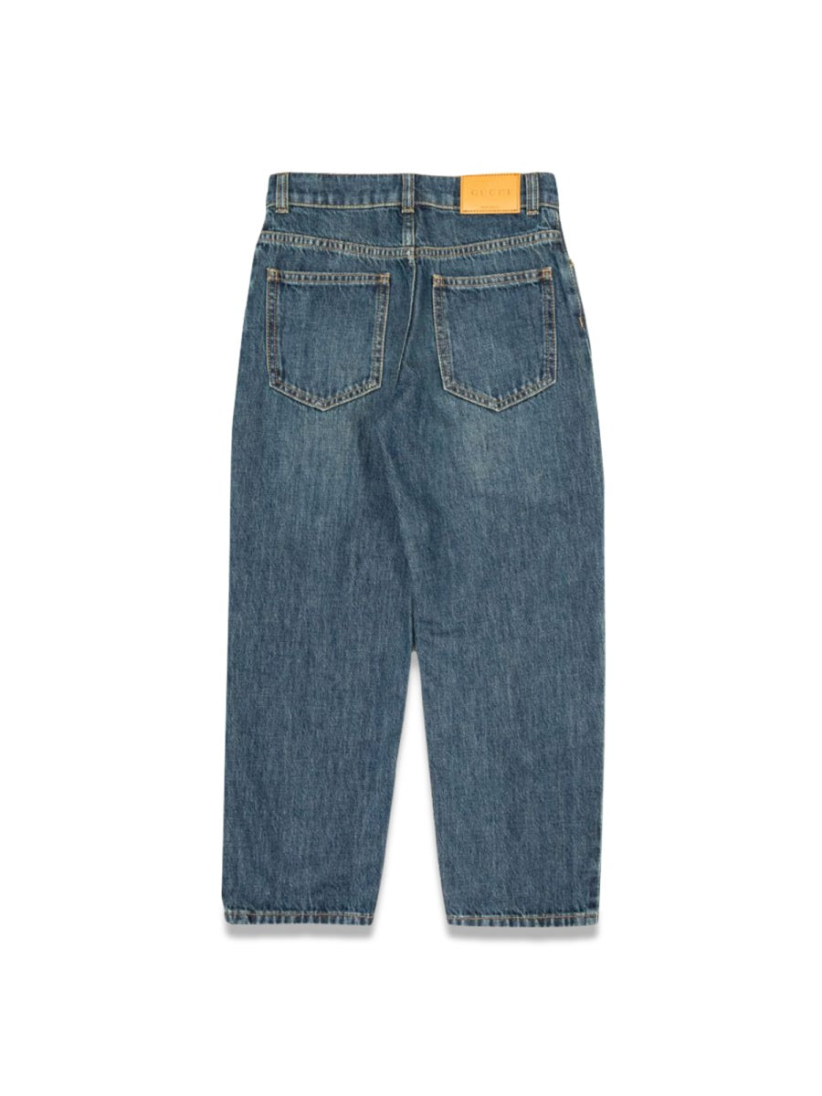 GUCCI Eco Washed Denim Mini Trousers for Kids
