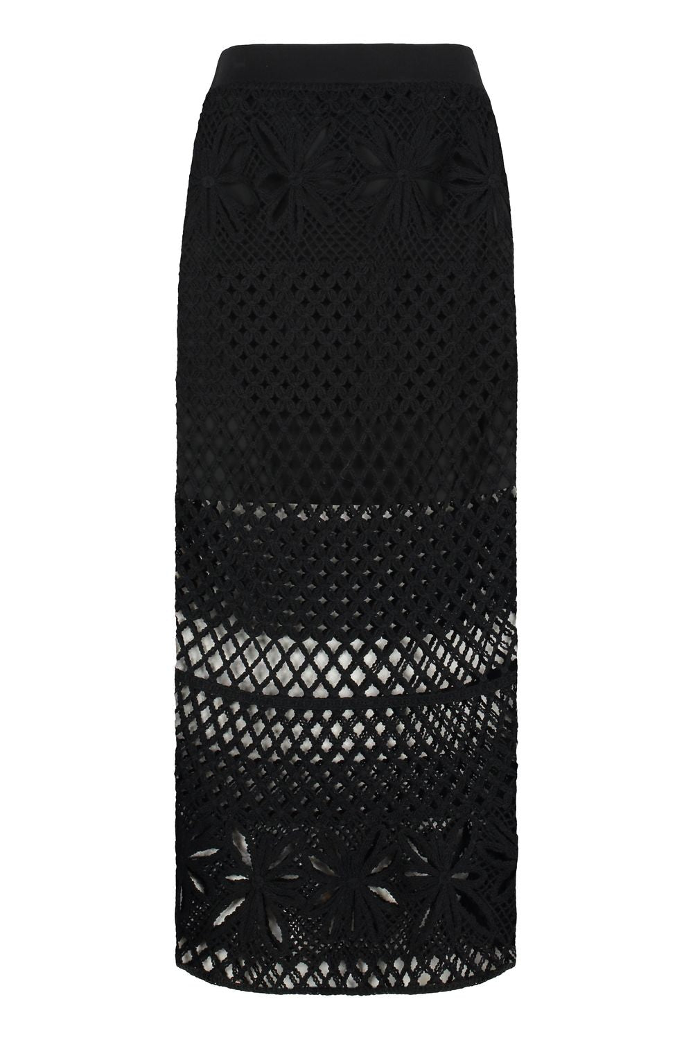 PINKO Crespo Crochet Knit Skirt - Flared Hem Design
