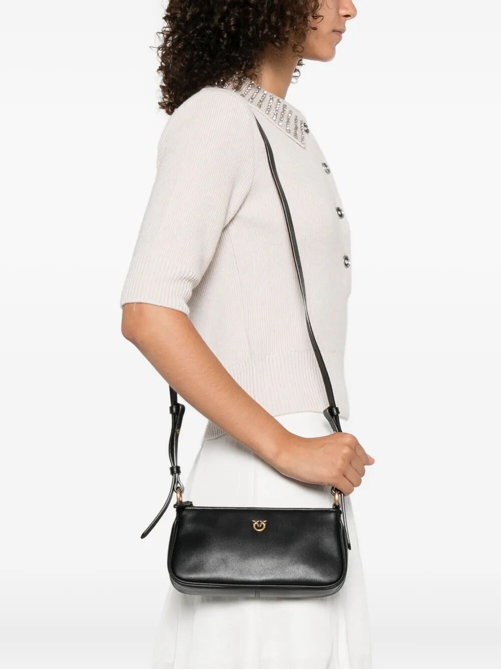 PINKO Chic Half Moon Mini Baguette Bag