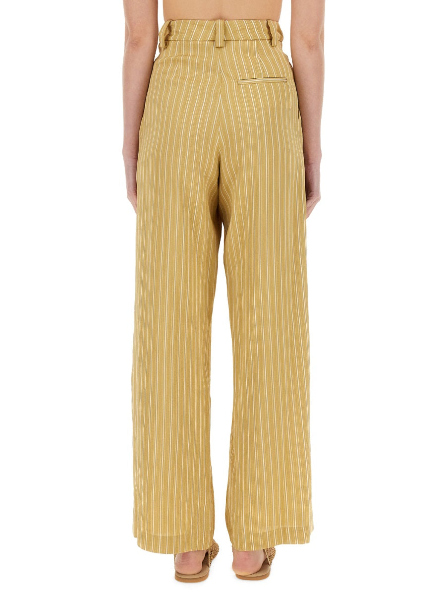 ALYSI Wide Fit Striped Satin Tailored Pants - Size 38
