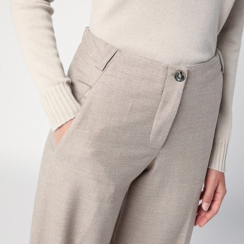 QUELLEDUE Wide Leg Wool Trousers for Women