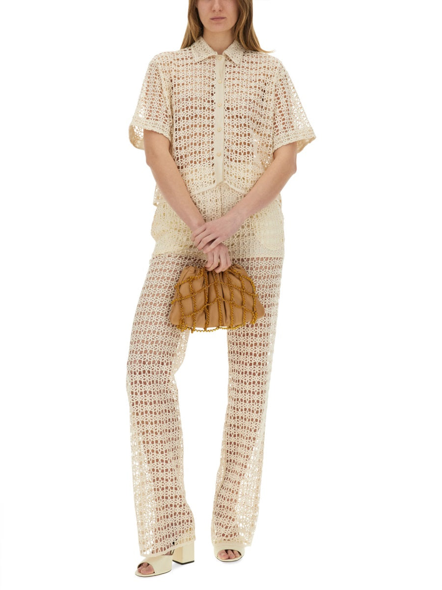 ALYSI Cropped Macramé Shirt
