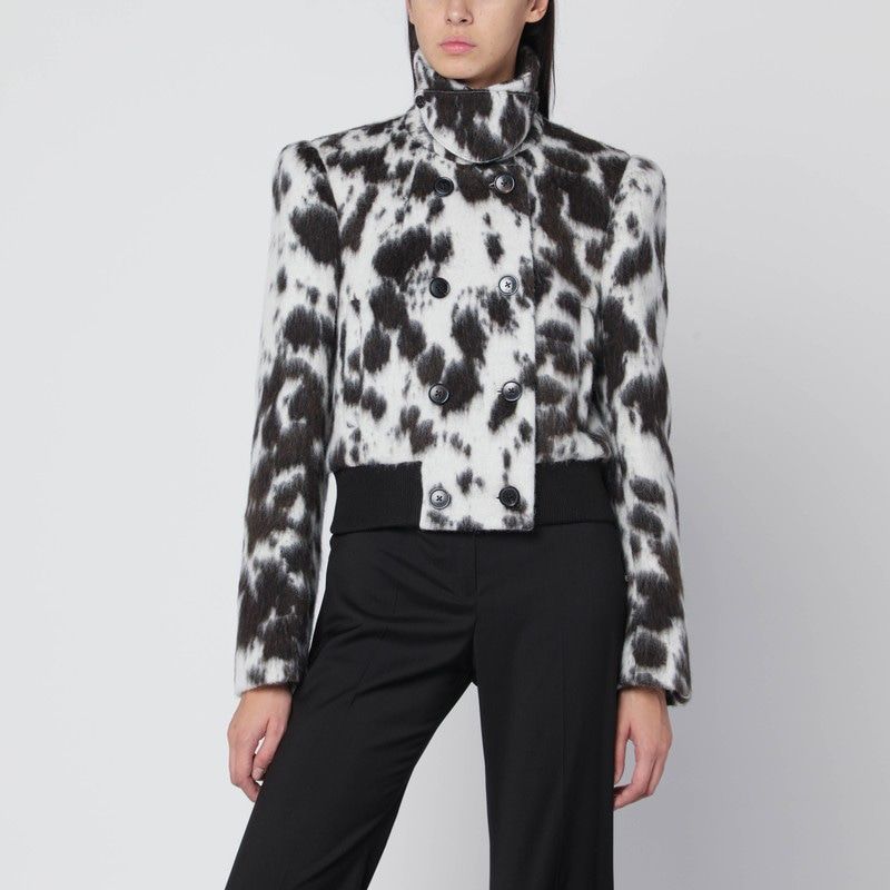 DRIES VAN NOTEN Double-Breasted Cow Print Bomber - Women’s Outerwear