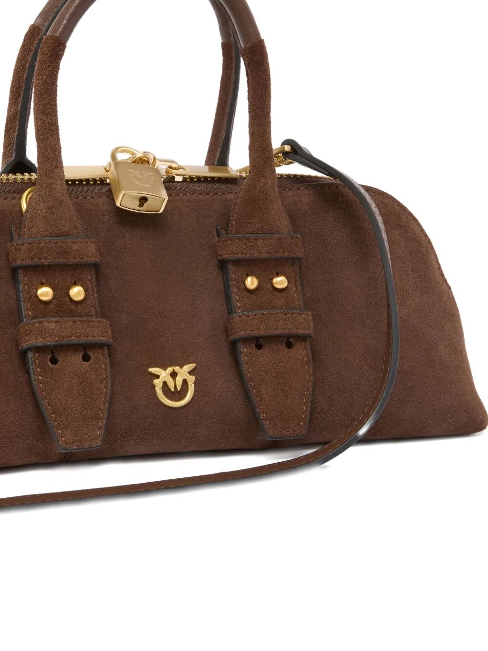 PINKO Suede Bowling Baguette Handbag