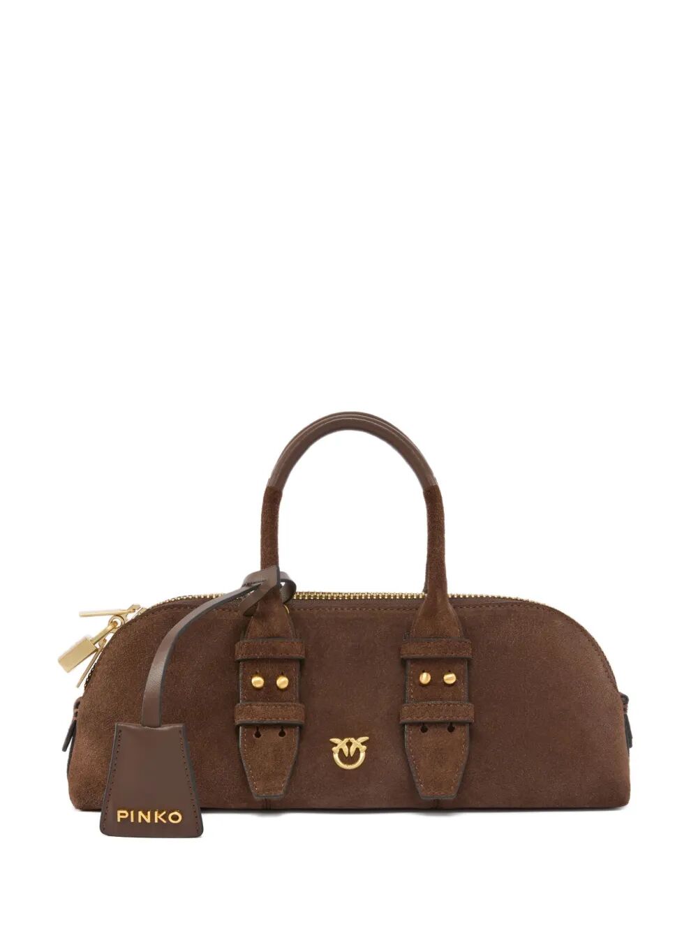 PINKO Suede Bowling Baguette Handbag