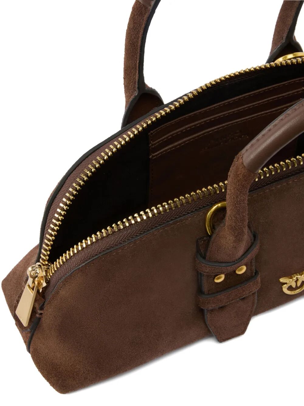 PINKO Suede Bowling Baguette Handbag