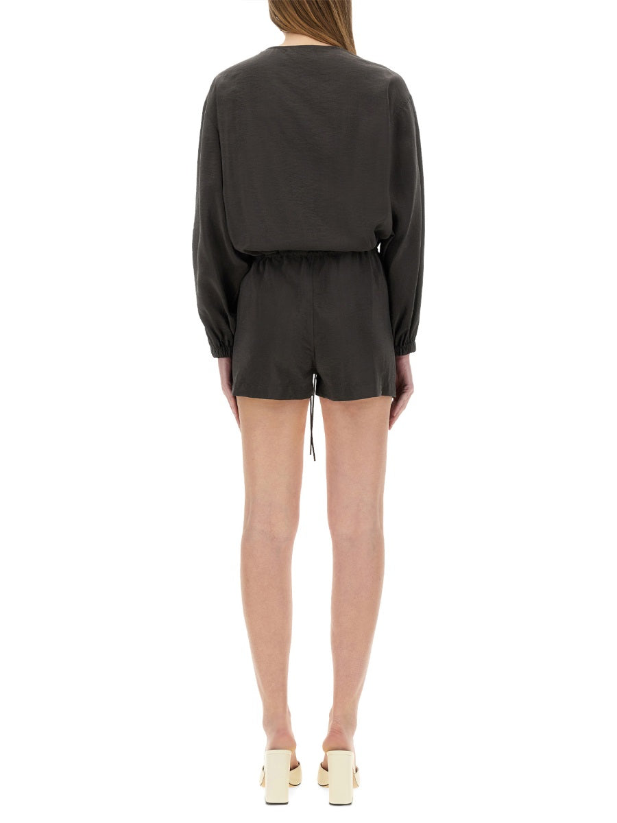 ALYSI Elegant Short Silk Canvas Jumpsuit - Size 42