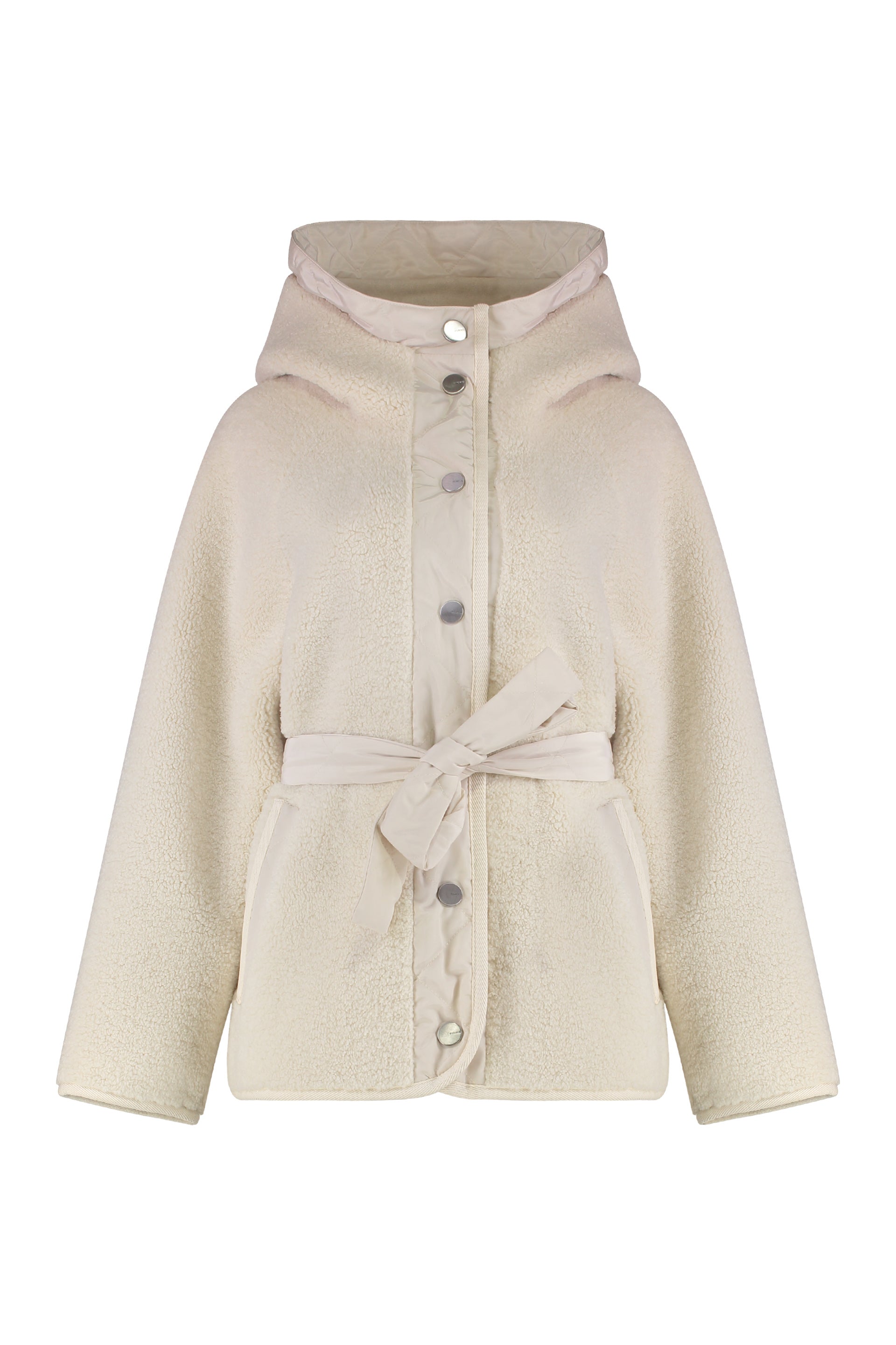 PINKO Faux Fur Peacoat with Coordinated Waist Belt