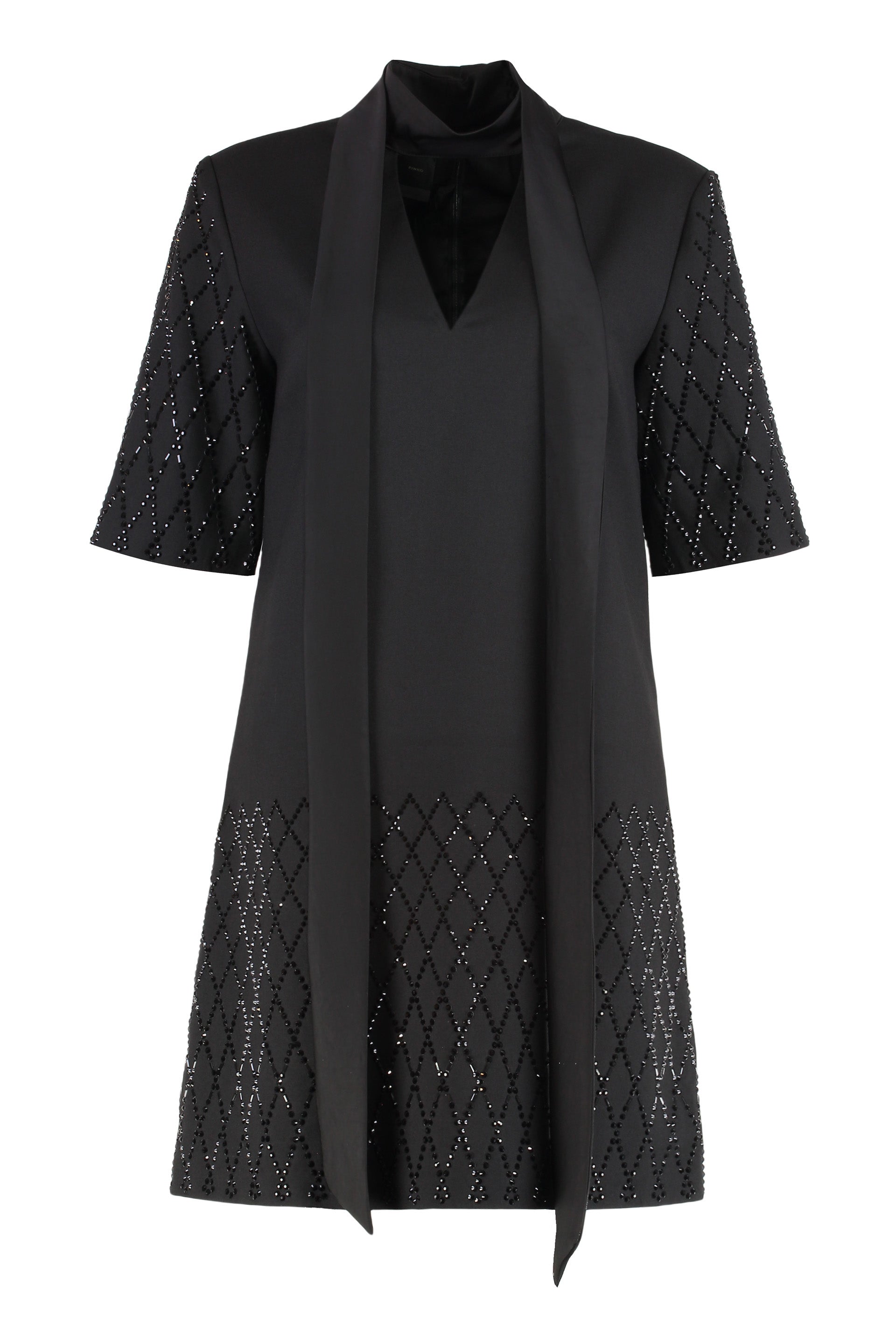 PINKO Mini T-Shirt Dress with Rhinestones