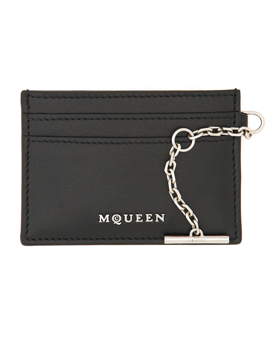 ALEXANDER McQUEEN Mini Leather Card Holder with Chain