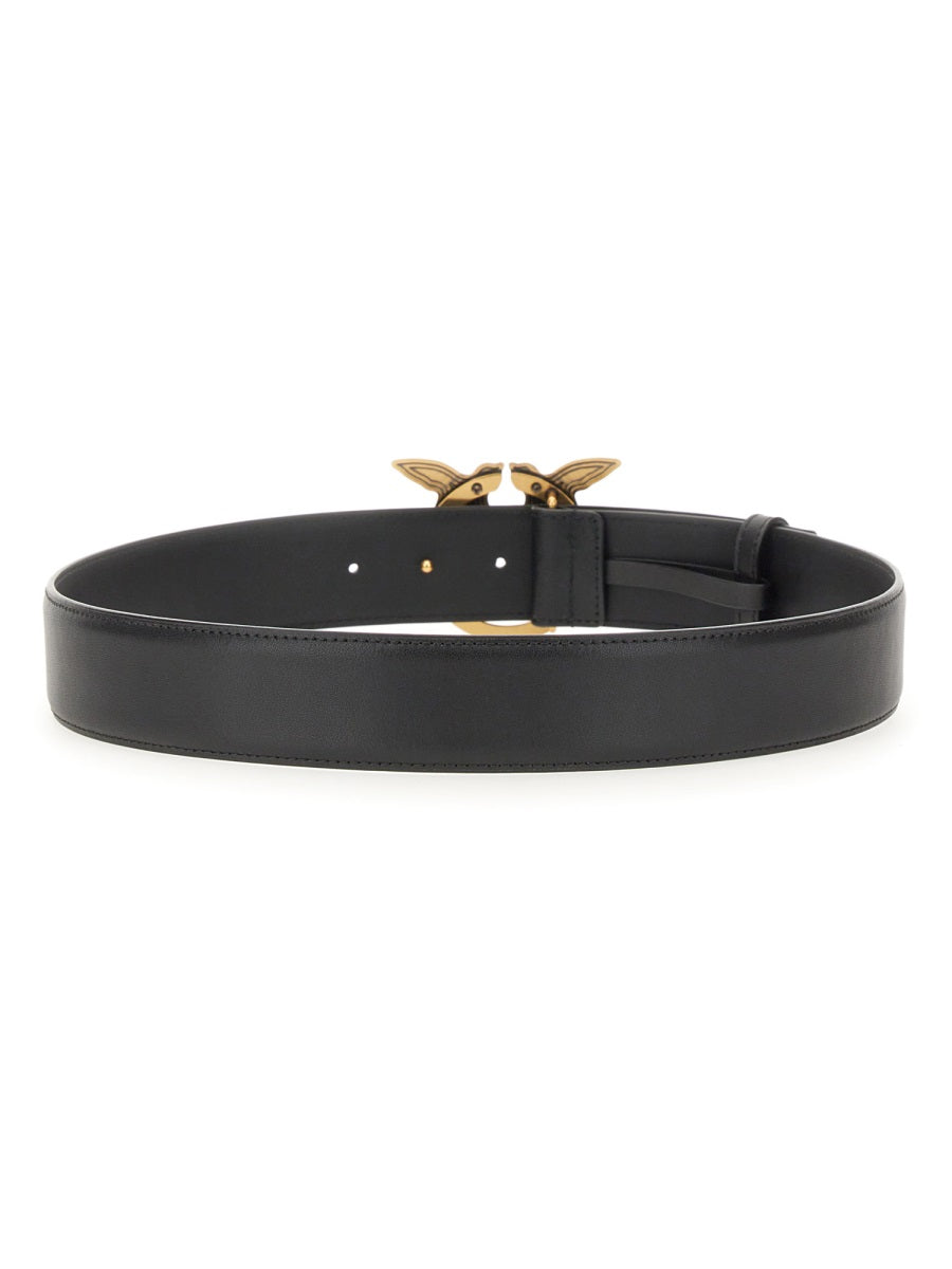 PINKO Mini Leather Belt with Love Detailing - 4 CM