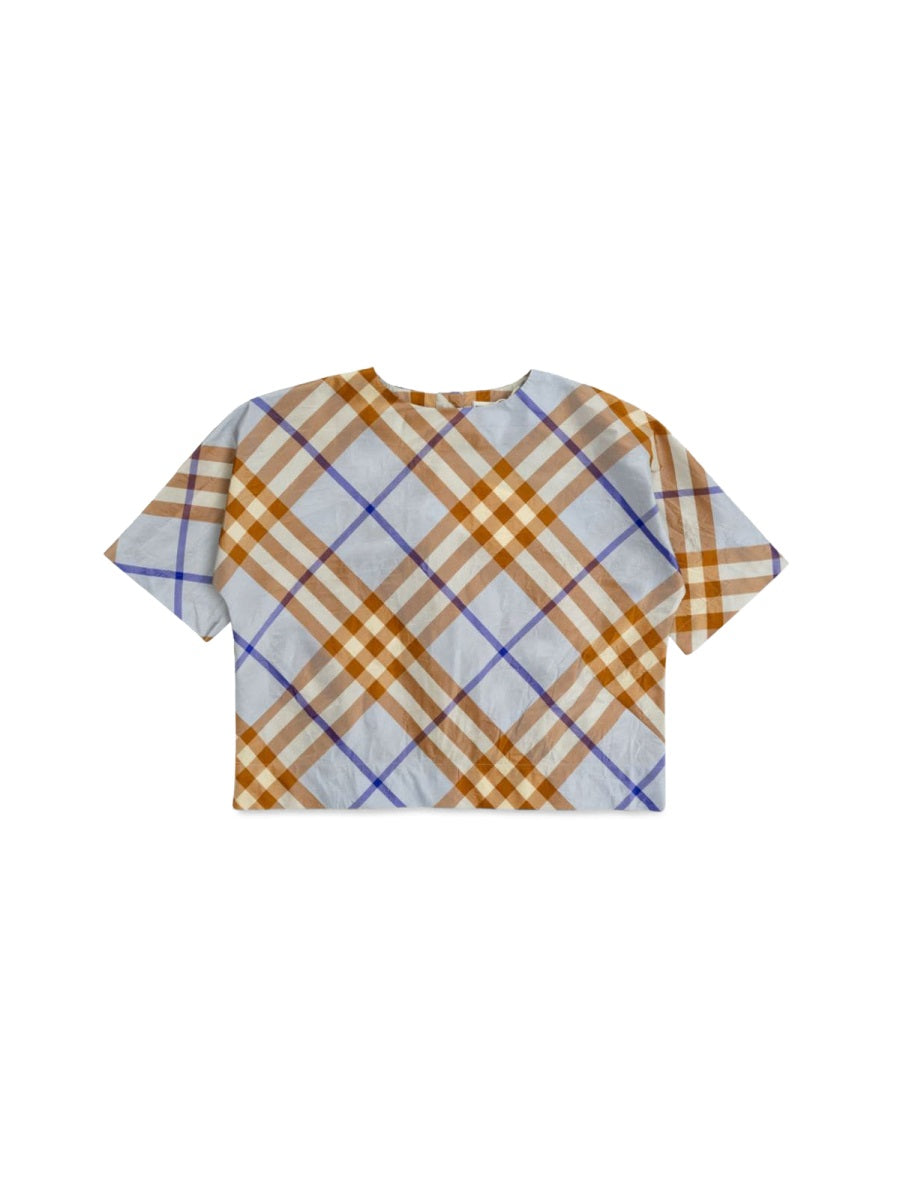 BURBERRY Mini Check Pattern Silk T-Shirt for Boys