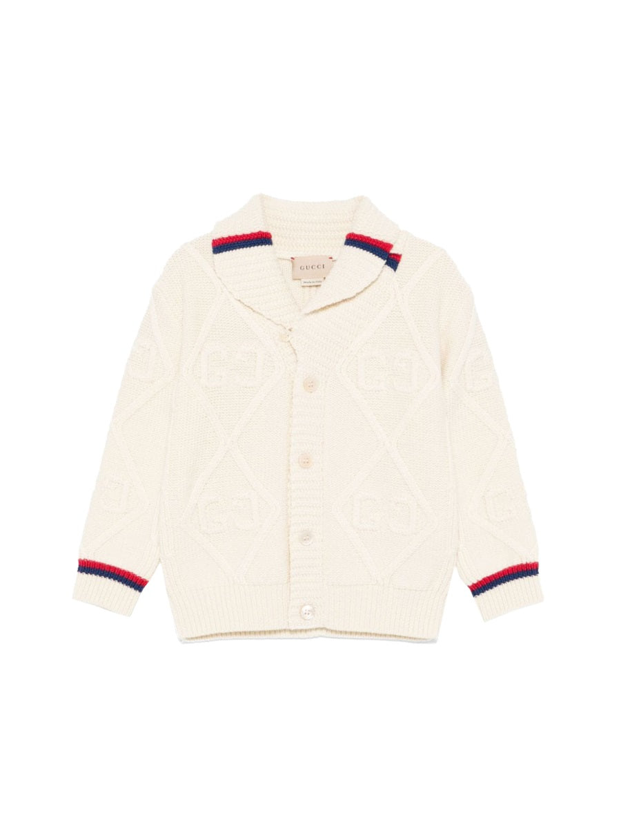 GUCCI Mini Long Sleeve Cable Knit Cardigan