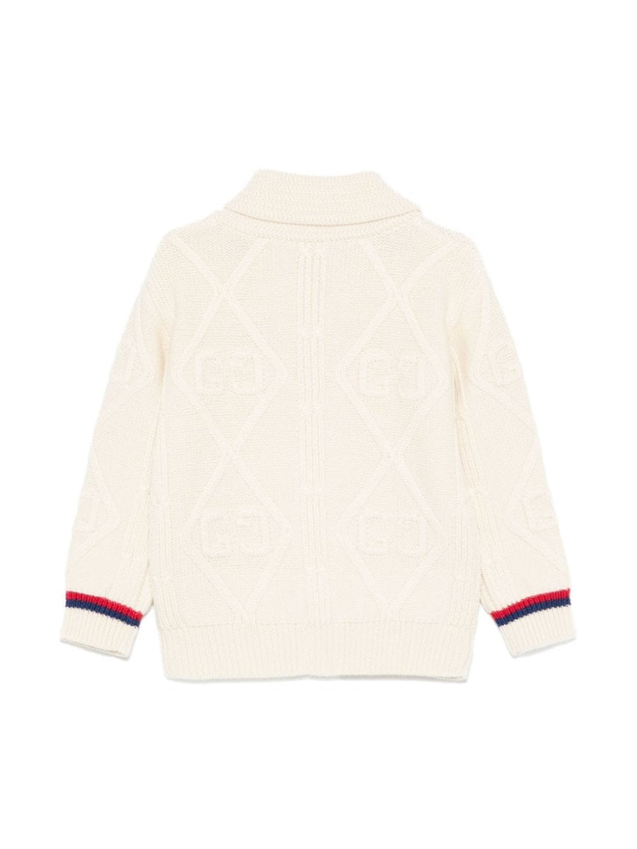 GUCCI Mini Long Sleeve Cable Knit Cardigan
