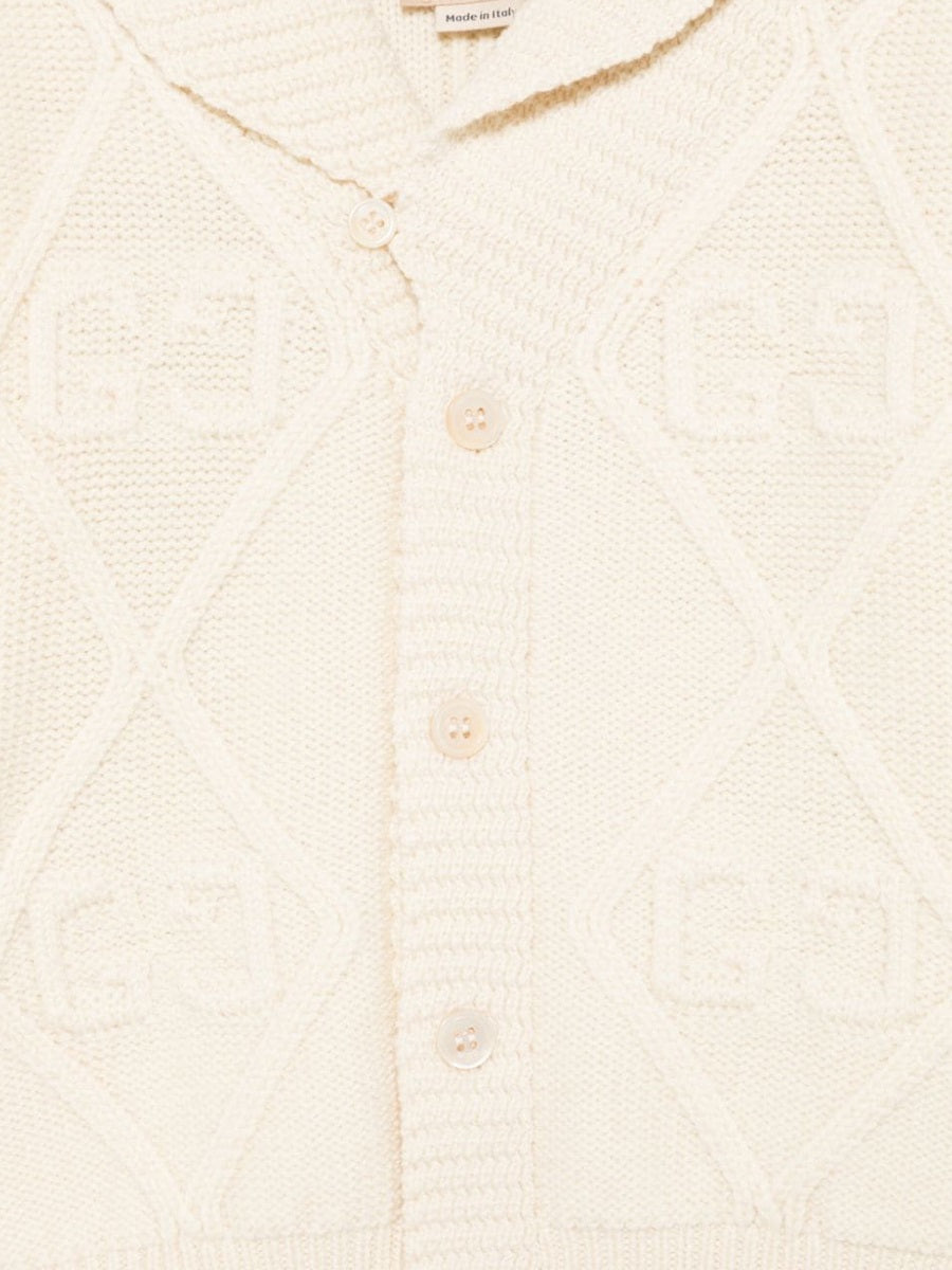 GUCCI Mini Long Sleeve Cable Knit Cardigan